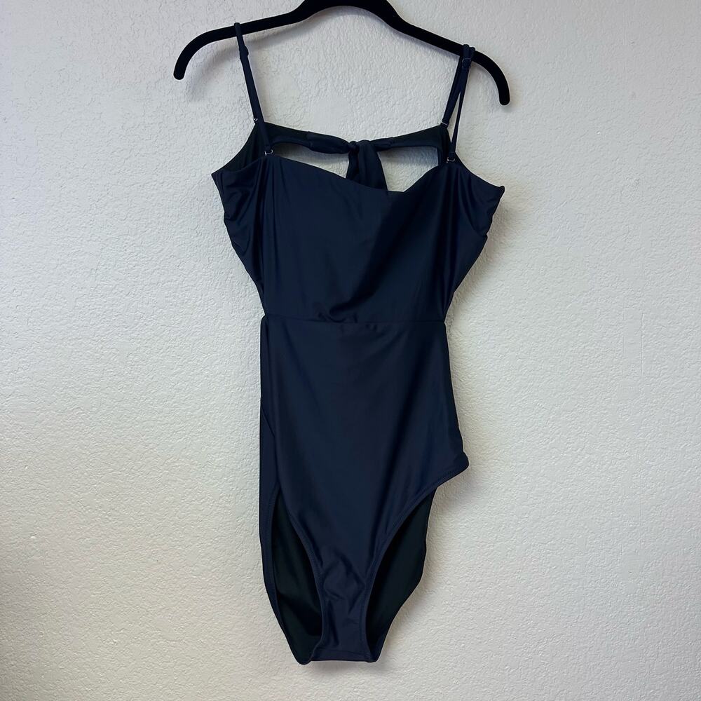 J. Crew Cutout Tie Back One Piece Swimsuit Navy Size 14 - Picture 3 of 11